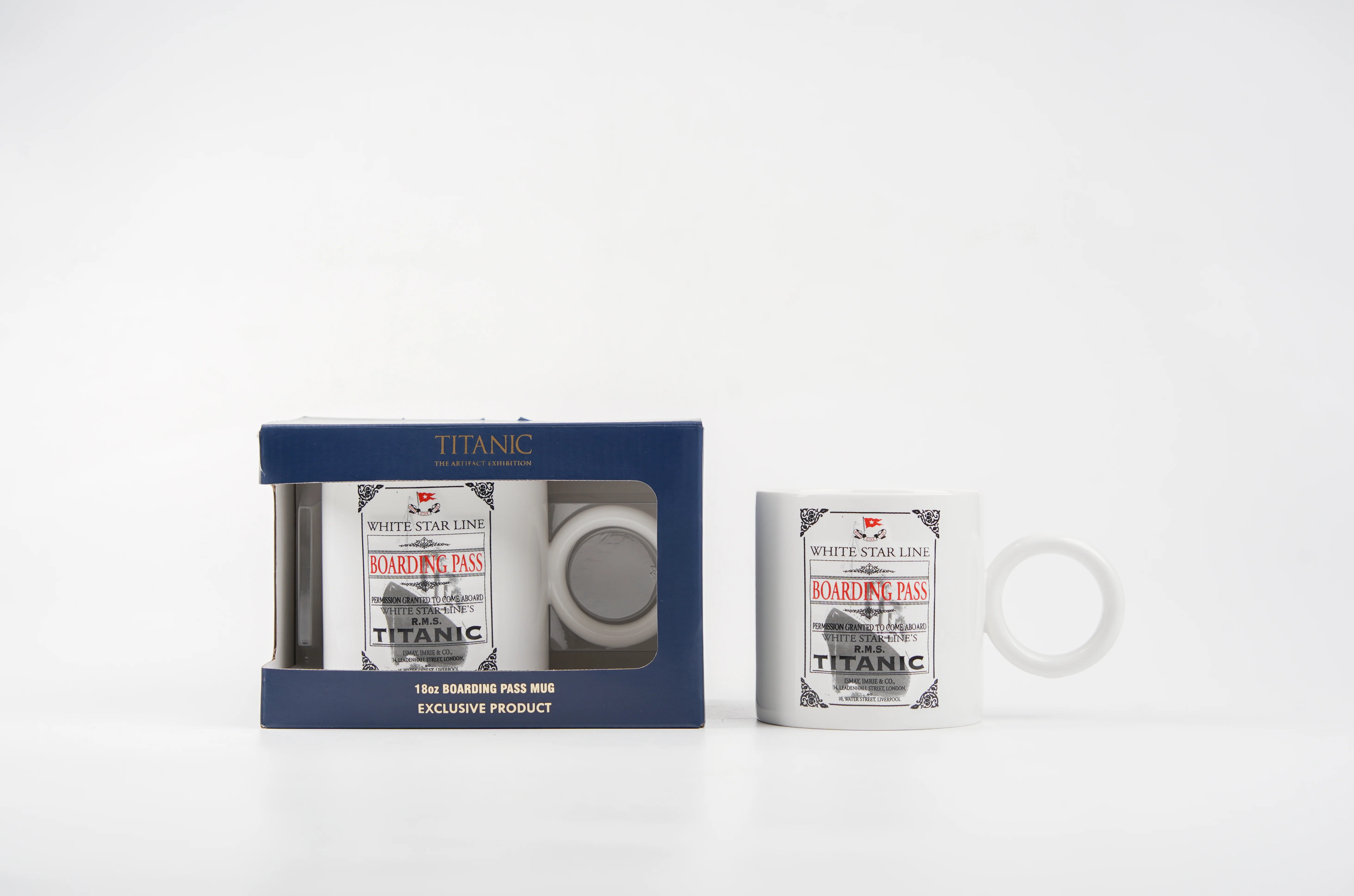 Boarding Pass Mug with Circle Handle 18oz