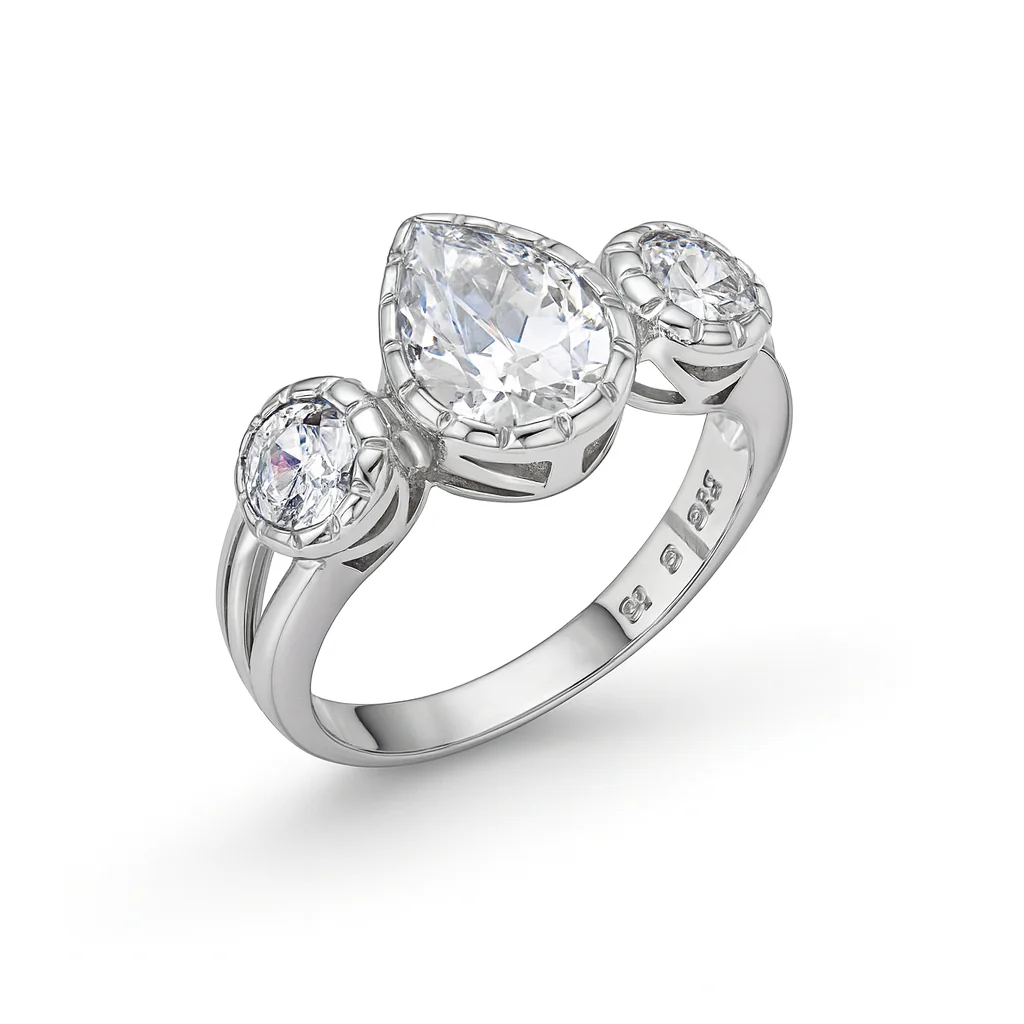 Ring 3 stone sterling/cz